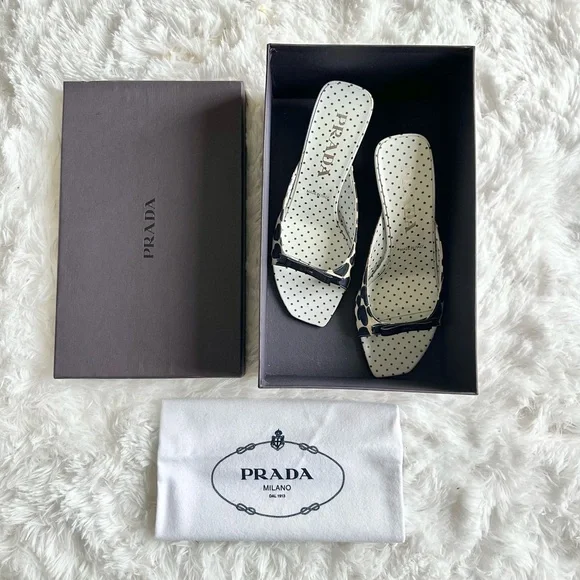 Vintage Prada SS200 Polka Dot Heart Kitten Heels - Picture 2 of 9
